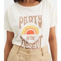 Slogan Print Cotton T-Shirt with Short Sleeves