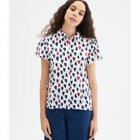 Heart Print Blouse with Short Sleeves