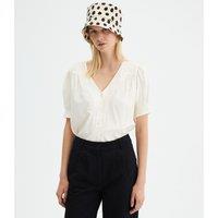 Plain Blouse with Short Puff Sleeves