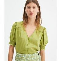 Plain Blouse with Short Puff Sleeves