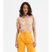 Printed Blouse with Short Puff Sleeves