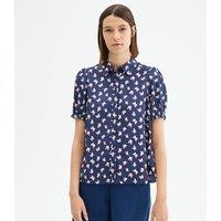 Butterfly Print Blouse with Short Sleeves