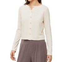 Natural Spotlight Lounge Cardigan in Ribbed Fabric