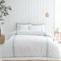 Embroidery Leaf 100% Cotton Duvet Cover and Pillowcase Set