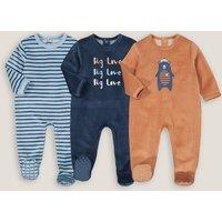 Pack of 3 Sleepsuits in Velour