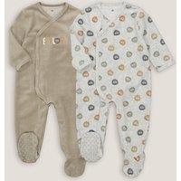 Pack of 2 Sleepsuits in Lion Print Velour