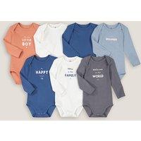 Pack of 7 Bodysuits in Cotton with Long Sleeves