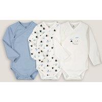 Pack of 3 Newborn Bodysuits in Cotton with Long Sleeves