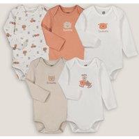 Pack of 5 Bodysuits in Cotton with Long Sleeves