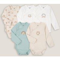 Pack of 5 Bodysuits in Cotton with Long Sleeves