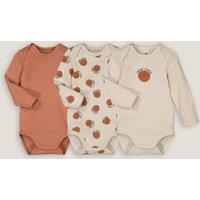 Pack of 3 Bodysuits in Cotton with Long Sleeves and Cookie Print