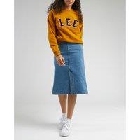 Denim Knee-Length Skirt with High Waist