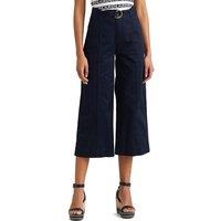 Wide Leg Cropped Trousers in Cotton