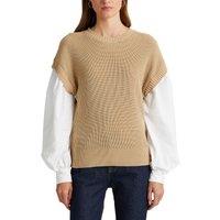 Cotton Overlay Jumper with Crew Neck