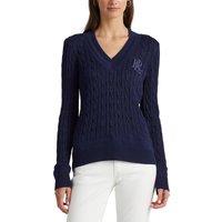 Cotton Cable Knit Jumper with V-Neck