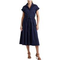 Cotton Mix Shirt Dress with Short Sleeves