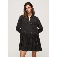 Tiered Mini Shirt Dress with Long Sleeves