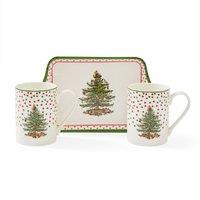Christmas Tree Polka Dot Mug & Tray Set