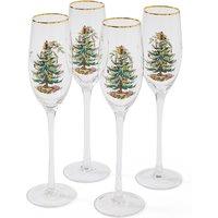 Set of 4 Christmas Tree Champagne Flute Glasses