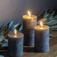 Set of 3 LED Candle Rustic Slate
