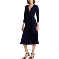 Wrapover Midi Dress with 3/4 Length Sleeves