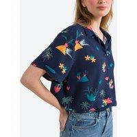 Graphic Print Blouse with Short Sleeves
