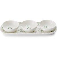 Set of 3 Mistletoe Dip Bowls & Tray