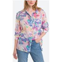 Graphic Print Cotton Blouse with Long Sleeves