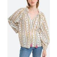 Oversize Cotton Blouse with V-Neck and Long Sleeves