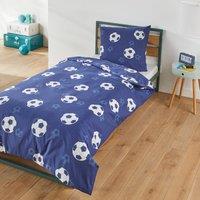 Blue Goal Football 100% Cotton Bed Set with Square Pillowcase