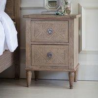Nashik 2 Drawer Ash Wood Parquet Bedside Table