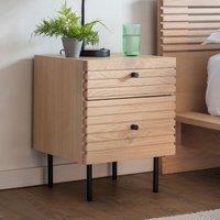 Batala Japandi Oak Slatted 2 Drawer Bedside Table