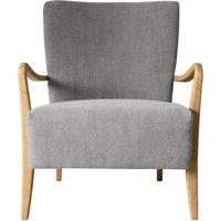 Dhamtari Mid Century Linen Armchair with Solid Oak Frame