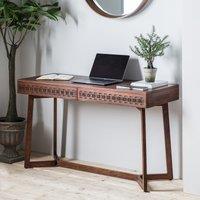 Barauni Boho Carved Wood 2 Drawer Desk