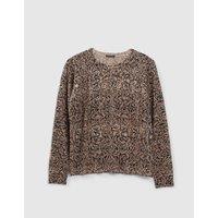 Printed Fine Knit Jumper with Crew Neck