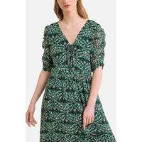 Fine Printed Ruched Dress