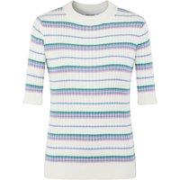 Striped Half Sleeve Jumper with Crew Neck