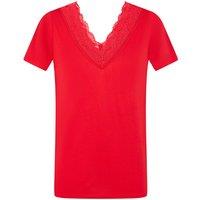 Short Sleeve T-Shirt with Lace V-Neck Front and Back