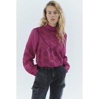 Cotton Broderie Anglaise Blouse with Victorian Collar and Long Sleeves