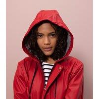 Mid-Length Waxed Jacket with Hood and Zip Fastening