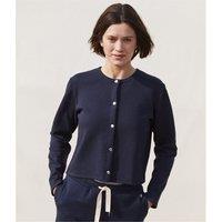 Cotton Mix Short Cardigan with Crew Neck