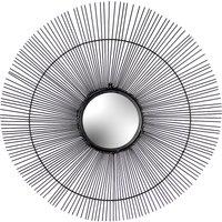70cm Round Wire Mirror Black
