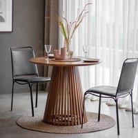 Chapra Acacia Wood Slatted Round Dining Table (Seats 4)