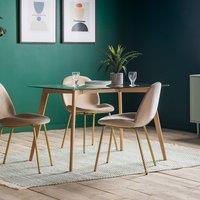 Tinsukia Oak and Glass Rectangular Dining Table (Seats 4)