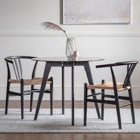 Tinsukia Black Oak and Glass Round Dining Table 75cm (Seats 4)
