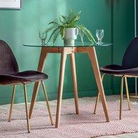 Tinsukia Oak and Glass Round Dining Table 75cm (Seats 4)
