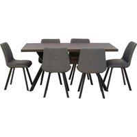 Rectangular Dining Table with 6 Faux Leather Chairs (Seats 6)