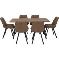 Rectangular Dining Table with 6 Faux Leather Chairs (Seats 6)