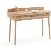 Laora Wood & Canework Desk with Drawer