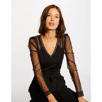 Long Sleeve T-Shirt with Lace Panels